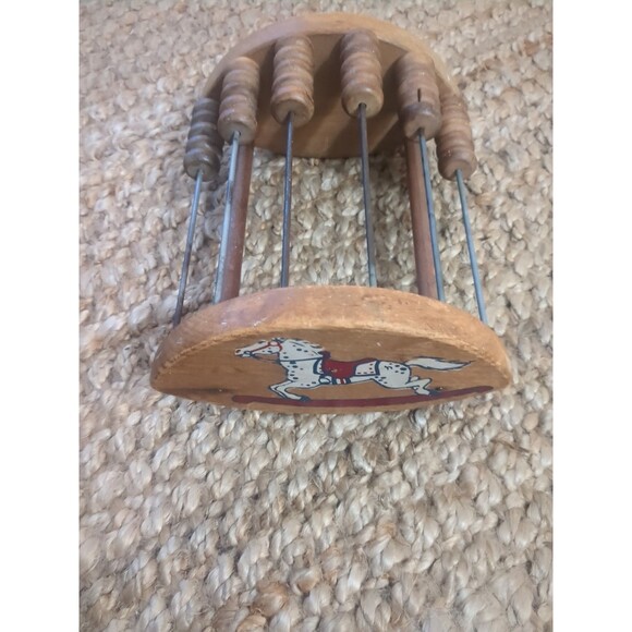 Vintage Abacus 1940s Holgate Wood Rocking Horse Toy Educational Collectible - Picture 2 of 5